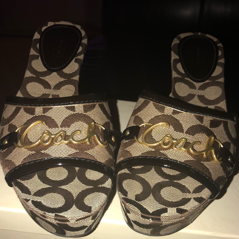 Coach op art c Carissa brown slip on wedges